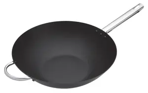 MasterClass Carbon Steel 35.5cm Wok