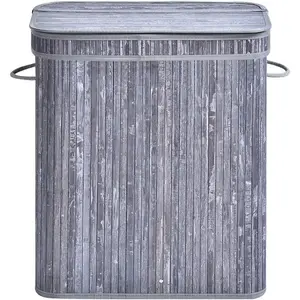 Salinas Bamboo Laundry Hamper with Handles Dark Grey / 63 H cm x 52 W cm x 32 D cm