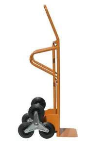 Heavy Duty Stair Climber Sack Truck, Steel Yellow Frame, 3 Linked Wheels, Folding Toe Plate For Extra Storage - 200kg Capacity