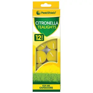 PestShield Outdoor Citronella Tealights - Yellow - Pack of 12