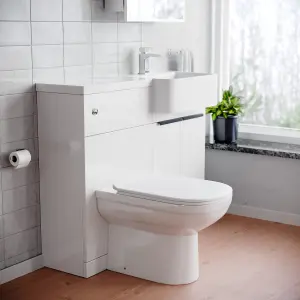 Nes Home Right Hand Freestanding Basin Vanity Unit With Black Handles, WC Unit & Toilet