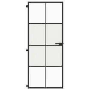 Berkfield Interior Door Slim Black 83x201.5 cm Tempered Glass and Aluminium