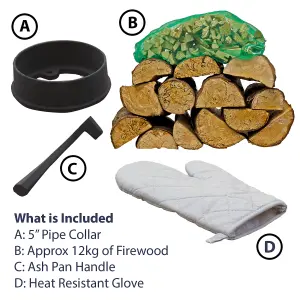 4.5kW Cast Iron Solid Multifuel Wood Burning Stove + Firewood Starter Kit