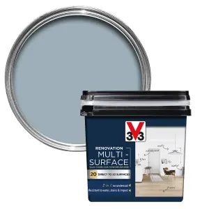 V33 Renovation Grey Blue Satinwood Multi-surface paint, 750ml