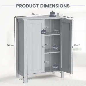 Costway 2-Tier Bathroom Free Standing Storage Cabinet Floor Cabinet W/ Double Door Storage Organiser