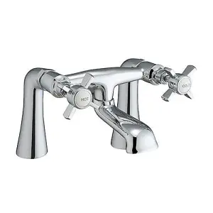 Nes Home Edwardian Traditional Design Chrome Cross Head Deck Mounted Bath Filler Tap