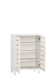 4 Tier Shoe Storage Cabinet 2 Door Cupboard Stand Rack Unit White