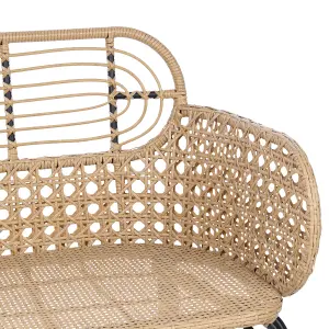 Garden Bench with Cushion PRATELLO PE Rattan Natural