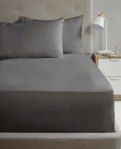 Flat Sheet 180TC Percale Charcoal Double Sheet Suitable for Deep Mattresses