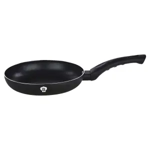 BLAUMANN 24cm Frying Pan - 1.6L Matt Black Colour Cookware Frying Grill Pots Pan Saucepan Casserole Soft Touch Handle Lid