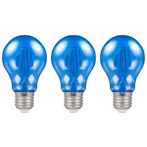 Crompton Lamps LED GLS 4.5W E27 Harlequin IP65 Blue Translucent (3 Pack)