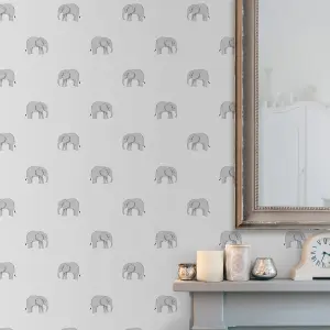 Sophie Allport Grey Wildlife Pearl effect Embossed Wallpaper