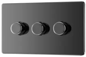 GoodHome Black Nickel profile Triple 2 way 400W Screwless Dimmer switch