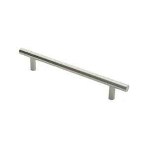 4x Straight T Bar Door Pull Handle 400 x 19mm 300mm Fixing Centres Satin Steel