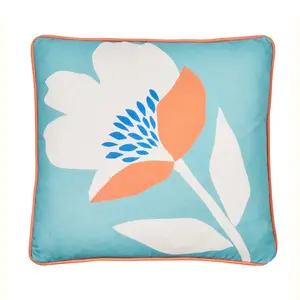 Luna Floral Square Throw Cushion Duck Egg