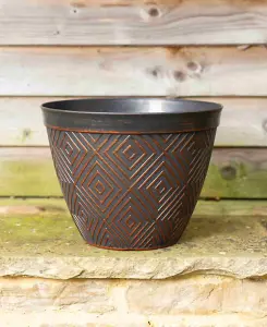 Black with Copper Aztec Planter - set of 4