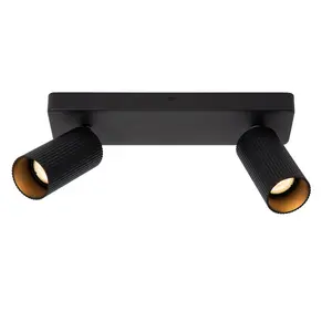 Lucide Clubs Modern Twin Ceiling Spotlight - 2xGU10 - Black