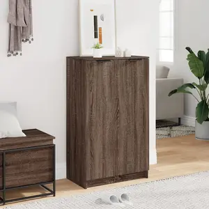 Shoe Cabinet Brown Oak 59x35x100 cm Engineered Wood