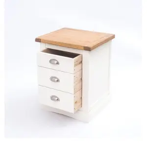 Cosenza 3 Drawer Bedside Table Chrome Cup Handle