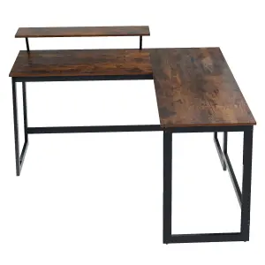 Computer Desk with Self Corner Desk Work Table Home Office Table Industrial Rustic Brown