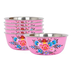 BillyCan Hand-Painted Picnic Snack Bowls - 14.5cm - Raspberry Pansy - Pack of 6