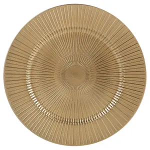 URBNLIVING 33cm Christmas Dinner Charger Plates Ray Pattern Set Of 6 Gold Placemats Dining Table Setting Party Decor