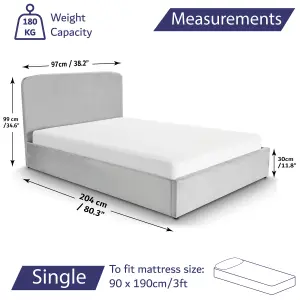 Velvet Ottoman Bed Frame Single Storage Bed With Pocket Sprung Mattress