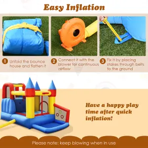 Costway Inflatable Bounce House Kids Bouncy Castle Jumping Climbing Slide w/ Air Blower