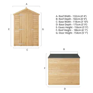 Mercia 6 x 4ft Overlap Apex Windowless Shed No