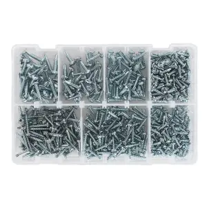 Sealey Self-Drilling Screw Assortment 500pc Pan Head Phillips Zinc AB060SDS