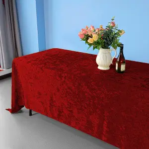 Diamond Velvet Rectangle Tablecloth, Red , 90 Inch x 156 Inch