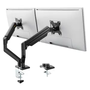 VonHaus Gas Dual Arm Monitor Mount for 13"- 32" Screens, Height Adjustable with Full Tilt and Swivel Arms