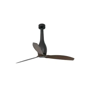 Luminosa Eterfan Medium Ceiling Fan Wood, Matt Black - Optional LED Light Sold Separately