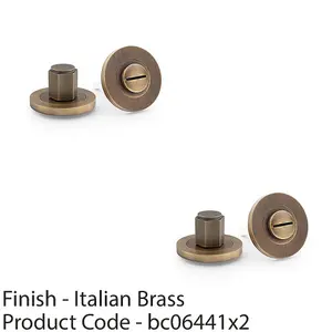 2 PACK - Industrial Hex Thumbturn & Release Lock - Italian Brass - Bathroom Door WC