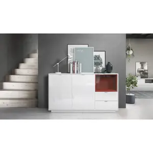 Sideboard Mcclung White (glossy)/Burgundy (glossy) / Yes