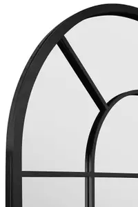 MirrorOutlet Arcus - Black Framed Arched Window Garden Mirror 71" X 33.5" (180 x 85CM)