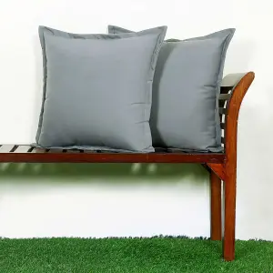 Homescapes Grey Plain Outdoor Cushion 45 x 45 cm, Set of 2