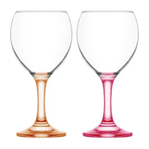 LAV 260ml Misket Wine Glasses - Coloured Stem - Pack of 6