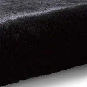 Black Shaggy Modern Plain Machine Made Rug for Living Room and Bedroom-60cm X 120cm