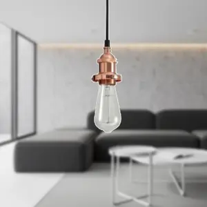 First Choice Lighting Flex Suspension Polished Copper Pendant Kit with Black Fabric Cable