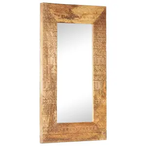 Berkfield Hand-Carved Mirror 80x50x11 cm Solid Mango Wood