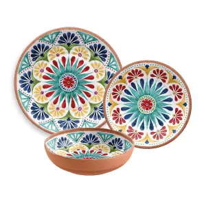 Purely Home Rio Medallion 12 Piece Melamine Dinnerware Set for 4