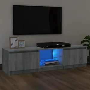 Berkfield TV Cabinet with LED Lights Grey Sonoma 140x40x35.5 cm