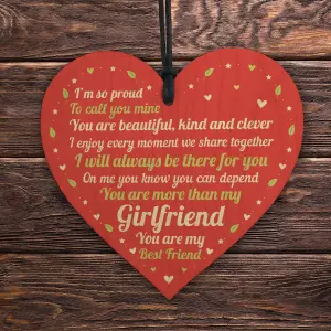 Red Ocean Valentines Gift Girlfriend Wood Heart Anniversary Birthday Gift For Girlfriend Best Friend Keepsake