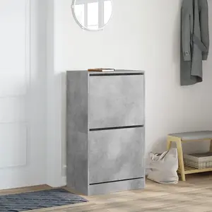 Berkfield Shoe Cabinet with 2 Flip-Drawers Concrete Grey 60x42x108 cm