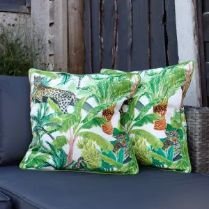 Gardenwize Pair of Outdoor Garden Sofa Chair Furniture Scatter Cushions- Leopard Jungle