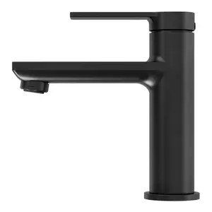 GoodHome Akita Medium Matt Black Round Basin Mixer Tap