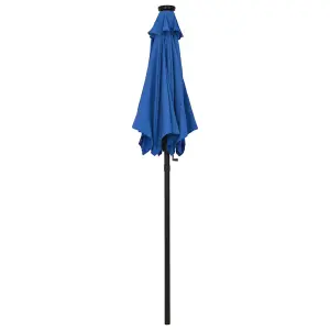 Berkfield Parasol with LED Lights Azure Blue 200x211 cm Aluminium