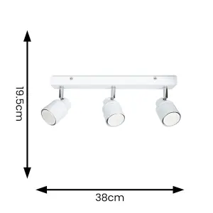 ValueLights Benton IP44 3 Way Bar Spotlight Gloss White