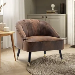 Faux Leather Suede Brown Kensington Accent Chair